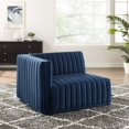 thumbnail image 2 of Modular Sofa Chair, Blue Navy, Velvet, French Living Lounge Cafe Lobby Hospitality Restaurant, Modern Contemporary Boutique HB33728, 2 of 6
