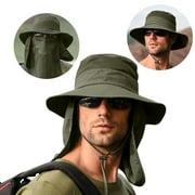 Htwon Unisex Sun Bucket Hat Neck Flap Cover,Wide Brim Fishing Safari Cap UV Protection