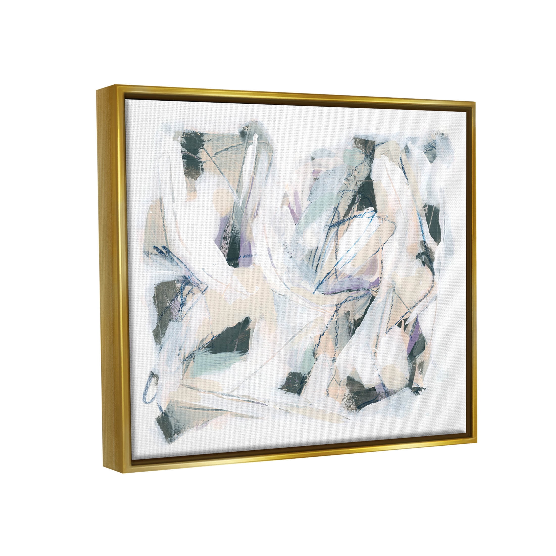 Stupell Industries Busy Abstract Streaks Arrangement Painting Metallic Gold Floating Framed Canvas Print Wall Art, Design by June Erica Vess