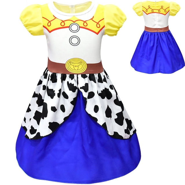 Vestido de princesa Disney Toy Story 4 Jessie Cosplay carnaval manga larga niñas disfraz con diadema para Halloween cumpleaños Party130 (tamaño 5-6T) Gao Jinjia LED