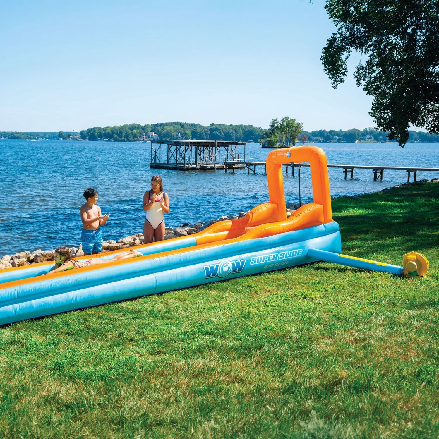 WOW Sports 30 Ft Super Slide Air Glide Inflatable Backyard Water Slide Fun