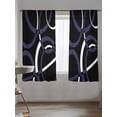 thumbnail image 5 of Sheer Curtains 63 Inch Length, Blue Geometric Semi Sheer Curtains Light Filtering Window Treatment, Contemporary White Abstract Lines Black Privacy Voile Drapes for Living Room Bedroom 52x63 Inch, 5 of 7