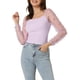 thumbnail image 1 of INSPIRAR CHIC Blusa Casual de Cuello Cuadrado con Estampado de Estrellas de Malla Transparente de Manga Larga Texturizada Color Púrpura Claro XS, 1 of 5