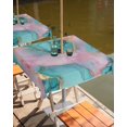 thumbnail image 2 of Fsddascl Teal Pink Marble Outdoor Tablecloth - 60x60 Inch Square Dining Table Cover, Modern Abstract Ink Painting Luxury Waterproof Outdoor Table Cloth with Umbrella Hole & Zipper for Picnic/Patio, 2 of 7