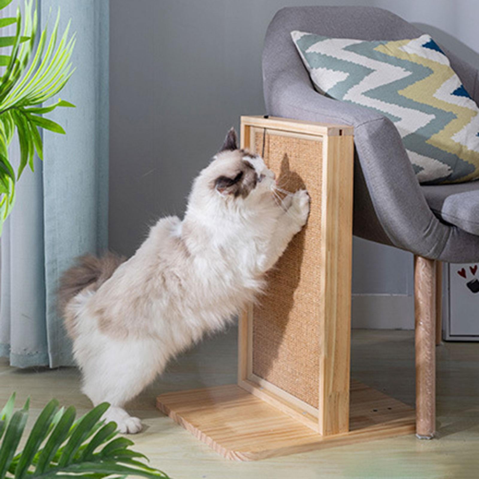 Bvdfgk Sisal Cat Scratching Post Board Wood Frame and Base Wear Resistant Durable Brown