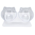 thumbnail image 4 of Cuenco doble inclinado de 15° para gatos con protector de cuello, comedero para mascotas, para el hogar, tienda de mascotas y sala de estar (base blanca transparente)., 4 of 14