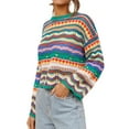 thumbnail image 4 of Seyurigaoka Women Sweater Variegated Color Flared Sleeves Round Collar Knitwear, 4 of 6