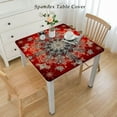 thumbnail image 2 of Winter Sparkle Snowflake Red and Silver Grey Vinyl Flannel Backed Tablecloth - Red Snowflake Print Wipe Clean Easy Care Holiday Tablecloth, 2 of 7