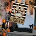 thumbnail image 2 of Halloween House Flag 28 x 40 Inch Spooky Welcome Double Sided Burlap Dog Paw Print Spider and Spider Web Flags For Outside Holiday Seasonal Yard Outdoor Decoration, 2 of 6