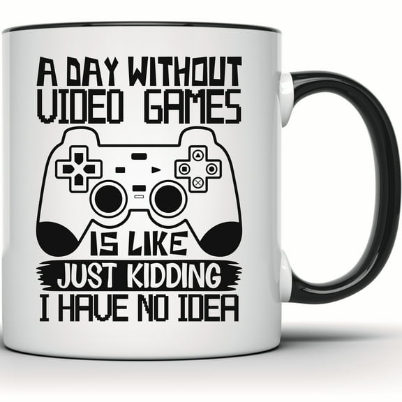 Funny Gamer Mug | Video Game Lover Mug | Gaming Gift | Controller Joke Mug | Gift for Gamers | Unique Gamer Coffee Mug - 11 Ounce Black Rim Handle Novelty Coffee Cup - WMUG1040-BLK