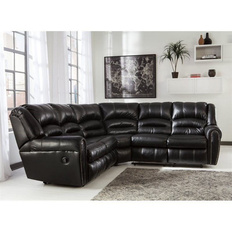 Faux Leather Reclining Sectional, Black Leather Sectional With Recliners