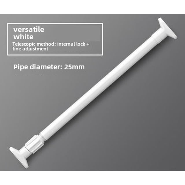 Tringle à Rideau en Fer Réglable Sans Perçage - Design Moderne Simple pour Salle de Bain, Douche Ou Séchage de Vêtements - Tête Carrée Blanche, Installation Facile, Durable et Polyvalente pour Usage Global