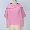 thumbnail image 5 of Bmawag Womens Blouses Dressy Casual 3/4 Sleeve Hooded Plus Size Solid Color Turndown Collar Pullover Shirts Women's Trendy Casual Loose Blouses Gifts for Women Pink M, 5 of 8