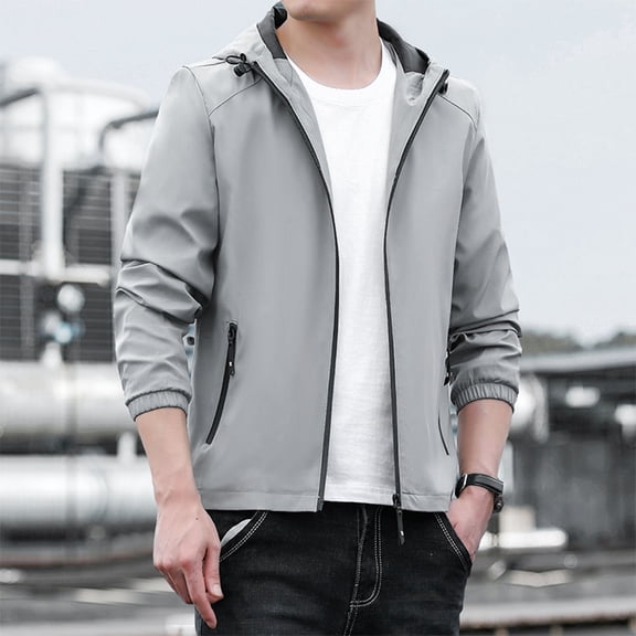 Aayomet Big Mens Winter Coats Mens Heavy Flannel Shirt Jacket for Mens Big and Tall Zip Up W/Hood,Gray L