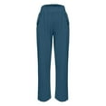 thumbnail image 5 of Sakmal Petite Women's Pants High Waisted Linen Taper Pleated Blue Ankle Length Solid Pants, 5 of 6