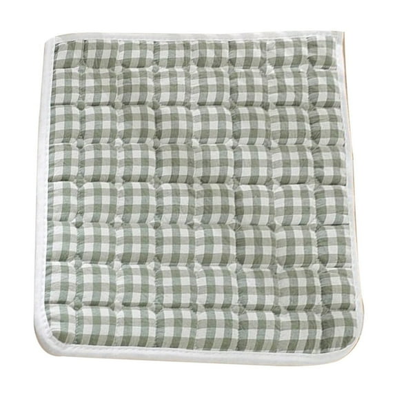 Plaid Chair Pads, Soft Non-Slip Cotton Seat Cushions Kitchen Dining Chair Pads with Ties Office Car Sitting Chair Pads Washable (Green)