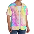thumbnail image 4 of Easygdp Fish Scale Men's Casual Short-sleeved Shirt with Pocket and Button Suitable for Beach Vacation Leisure - 3X-Large, 4 of 7