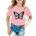 thumbnail image 1 of GPOECD T-Shirt Fille Été Décontracté Mignon à Imprimé Graphique Col Rond Manches Courtes Haut Rose, 7-8 Ans, 1 of 4