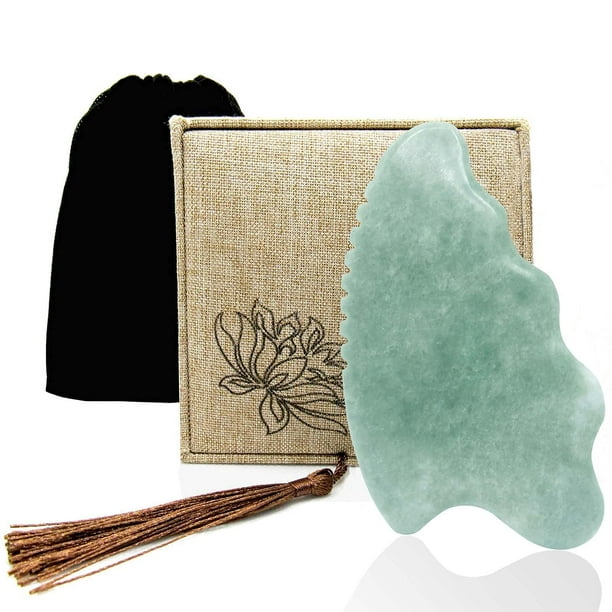 Herramienta de masaje facial Gua Sha Jade Stone para rostro y cuerpo