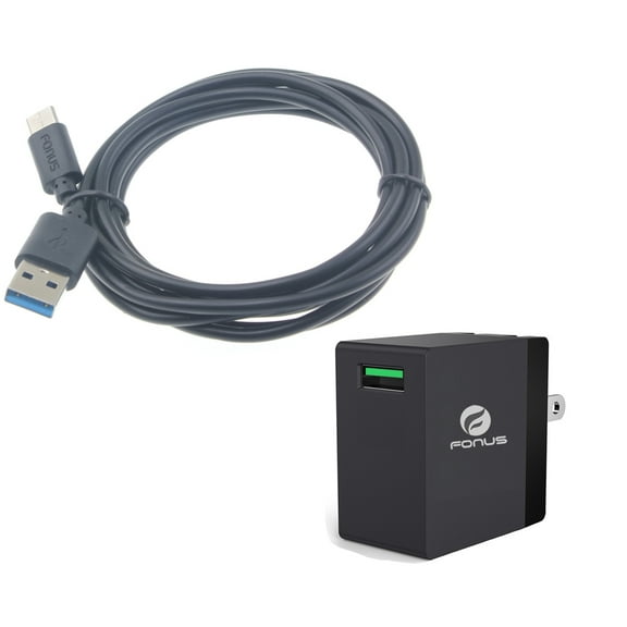 18W Adaptive Fast USB Home Charger 6ft Type-C Cable Smart Detect Adapter Travel Wall AC Power G1W for ASUS ROG Phone, ZenFone AR 5z 4 Pro - Blackberry Motion, Key2, KEYone, LE