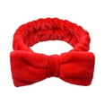 thumbnail image 2 of HEVIRGO Birght Color High Elasticity Makeup Headband Skin-touch Bowknot Coral Fleece Hair Band Hair Accessories(Red), 2 of 10