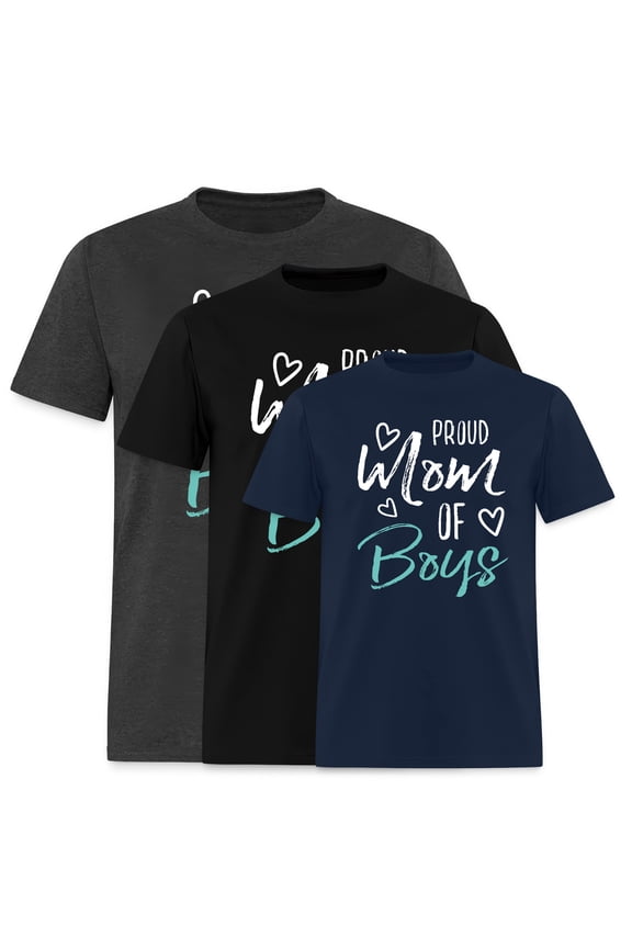 Cute Proud Mom Of Boys White Teal Heart Quote Short Sleeve Unisex T Shirt Teal Blue-2XL