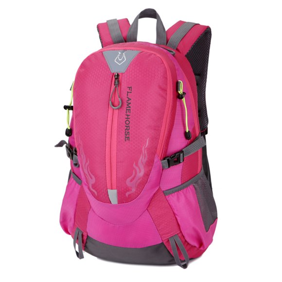 FLAMEHORSE Lightweight Water-Resistant Rose Red Travel Backpack for Hiking, Camping, and Everyday Use