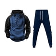 thumbnail image 3 of CONZONE Mens Sweatsuit 2 Peice Set Casual Track Suit for Men Patchwork Color Long Sleeve Hoodies Sweatpants Cozy Fall Winter Athletic Jogging Outfits, 3 of 5