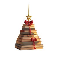 CuiLiyq Personalized Stack of Book Tree Ornament, 2025 Bookworm Christmas Ornaments, Pine Bookshelf Xmas Ornament, Gift for Lover Reading Teacher, Book Friends Keepsake Gift