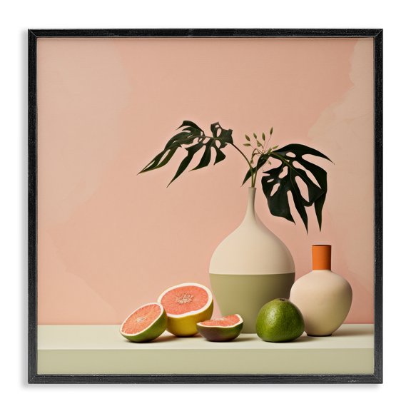 Stupell Industries Mid-Century Soft Citrus Still Life Black Framed Giclee Art, 24 x 24, by Lazar Studio