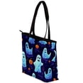 thumbnail image 3 of Halloween Canvas Leather Mix Tote Bag Twill Sponge Jeanette Hand-held 30x10.5x39cm/11.8x4.1x15.4in, 3 of 5