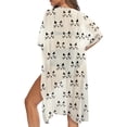 thumbnail image 5 of Xoenoiee Cat Print Half Sleeve Women's Sheer Mesh Short Sleeve Swimwear Long Kimono Cardigan Summer Boho Beach Cover Up Tops for Vacation Beach, 5 of 7
