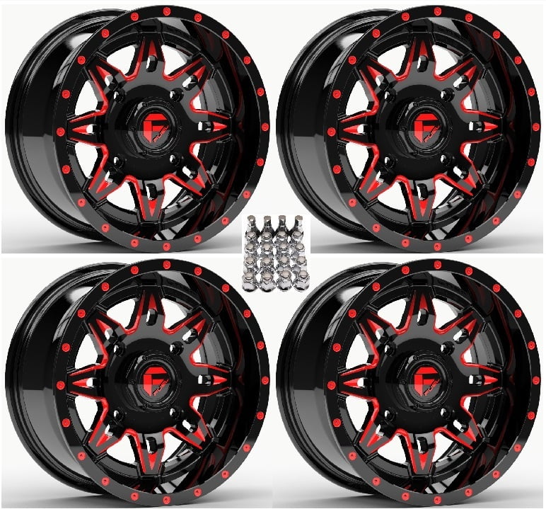 Fuel Lethal ATV Wheels Red/Black 15" CanAm Commander Maverick Renegade