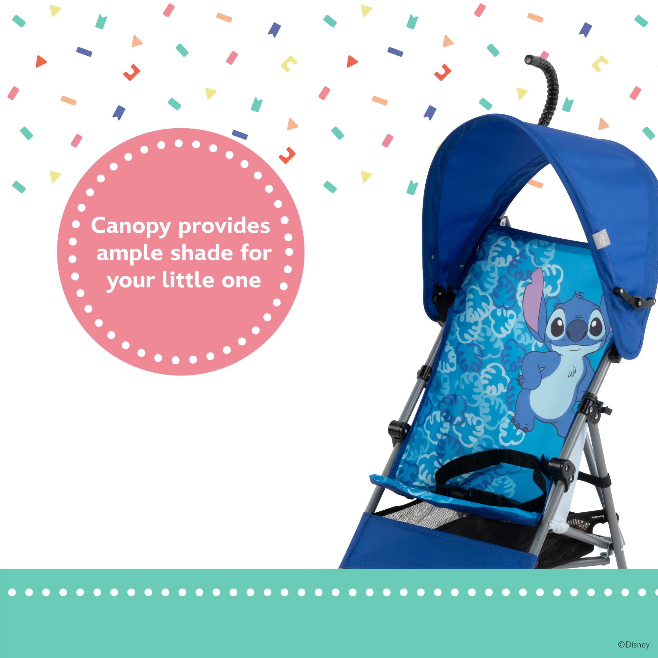 Disney Baby Comfort Height Character Toddler Umbrella Stroller with Basket, Tropical Stitch