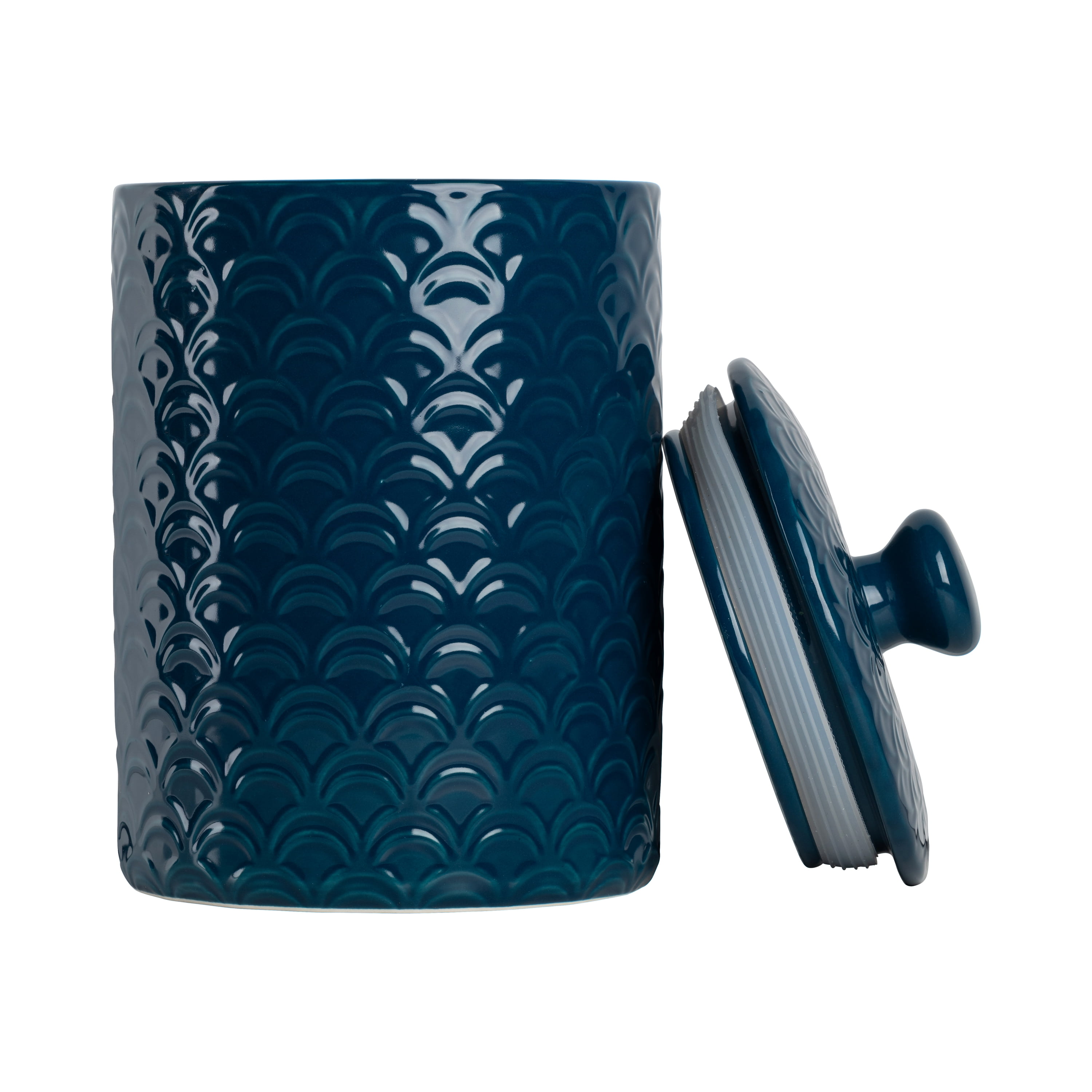 10 Strawberry Street Ocean 3-Piece Ceramic Food Storage Canister Set, Navy Blue, 24-Ounce, 38-Ounce, 72-Ounce
