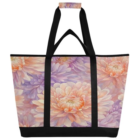 Large Hand-held Ice Pack Picnic Bag Insulation and Refrigeration Suitable for Shopping Picnics and Camping Chrysanthemums Cream