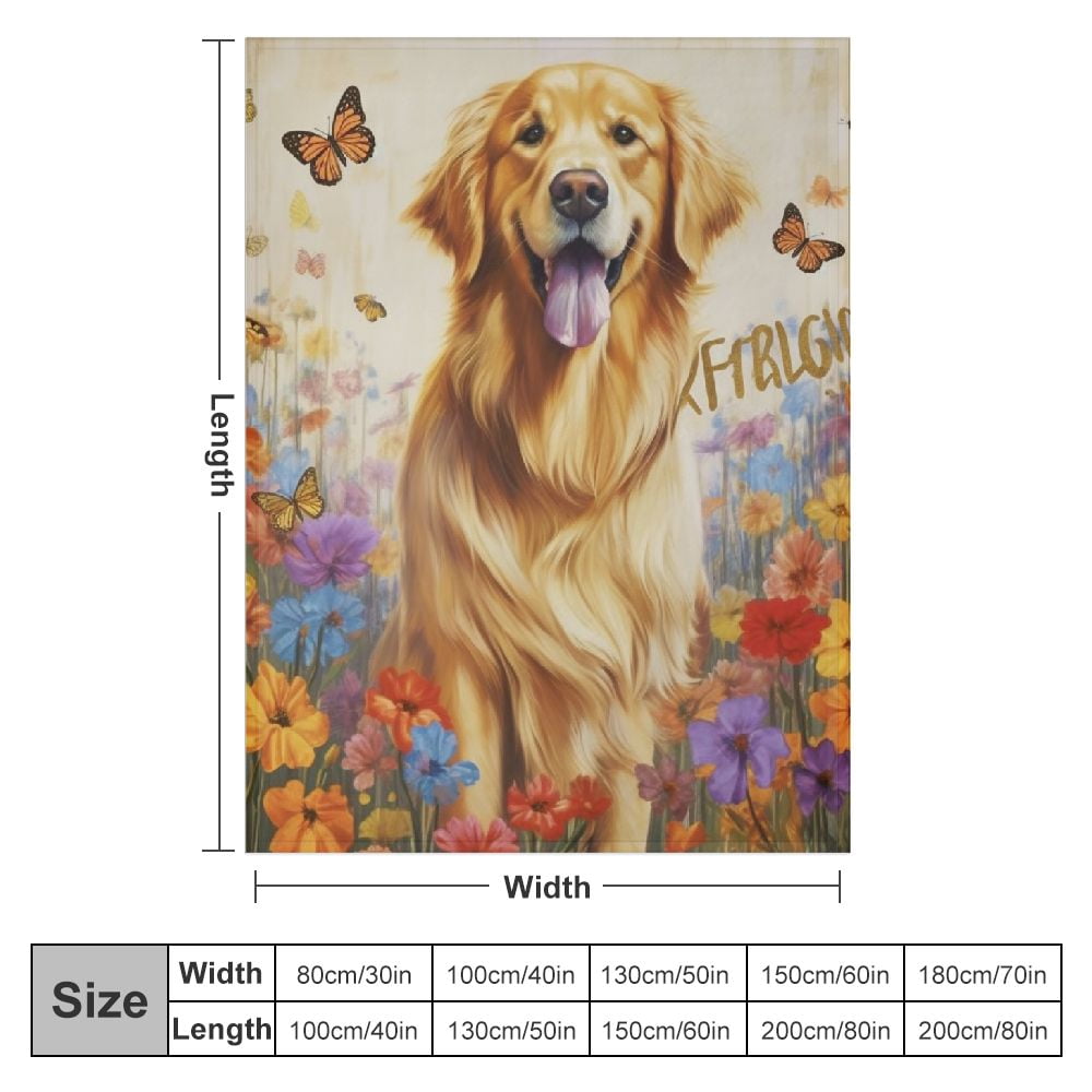 ARISTURING Golden Retriever Blanket Gifts - 40x50 Inches Cute Throw Blanket for Dog Lovers, Kids, Girls & Boys - Beige Soft Fuzzy Blankets for Couch, Sofa & Bed
