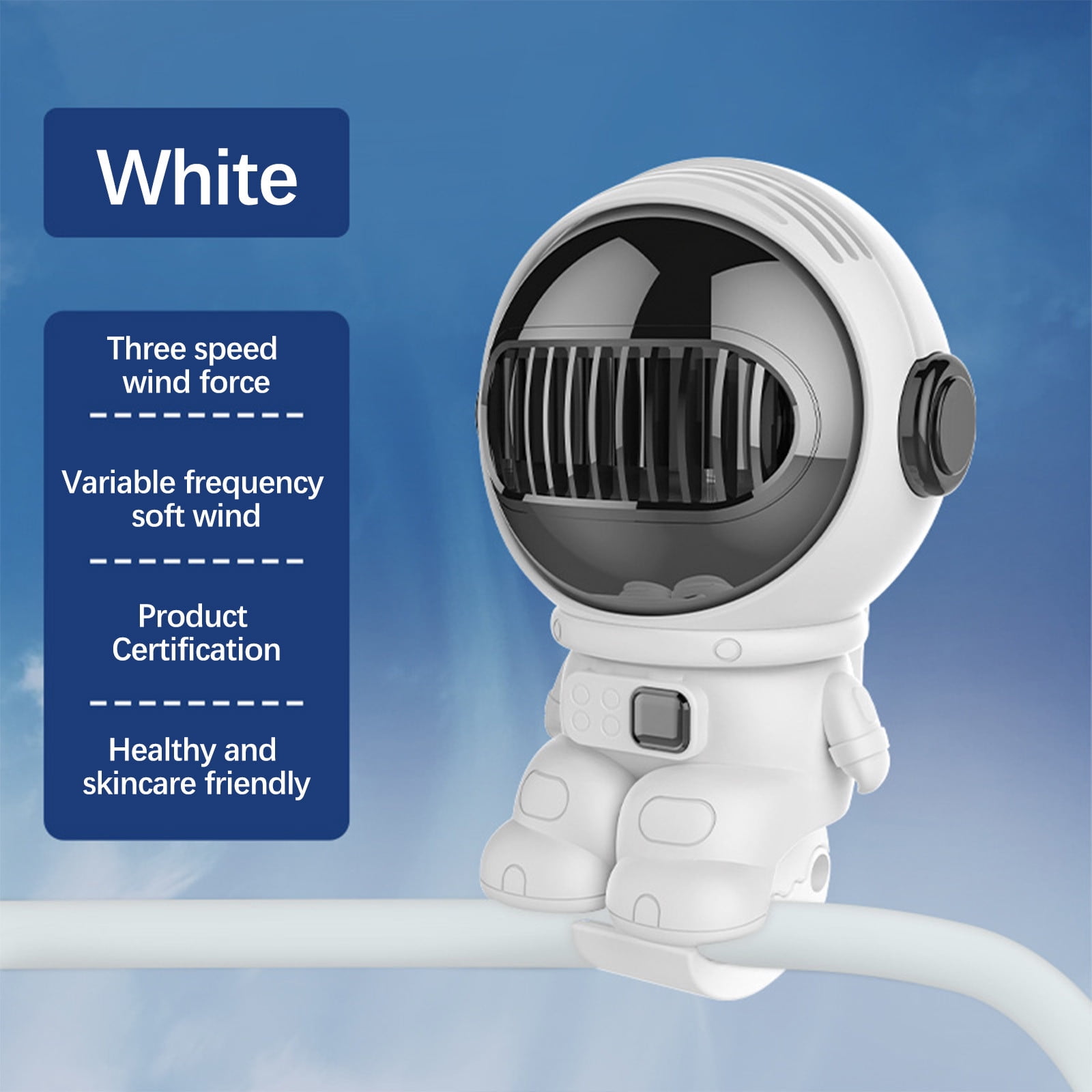 Ruhiku GW Portable Fan for Baby Stroller, Battery Operated Fan USB Charging, Car Seat Fan with 3 Speeds, Air Turbo Tech, Low Noise Mini Clip on Fan Baby Fan for Stroller and Car Seat, White