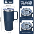 thumbnail image 4 of AGH 20oz Tumbler with Handle Stainless Steel Insulated Coffee Mug Travel Mug with Handle Double Wall Tumbler Cup with Spill Proof Lid and Straw and Straw Brusher, 1 Pack, Navy Blue, 4 of 6