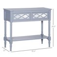 thumbnail image 3 of HOMCOM Vintage Console Table with Mirrored Drawers, Retro Sofa Table for Living Room, Hallway, Grey, 3 of 10