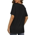 thumbnail image 3 of TEMOFON Women Tops Short Sleeve Tunic Tops Summer V Neck T Shirt Solid Black Tee Casual Loose Shirts for Women Size L, 3 of 5