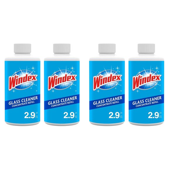 Windex Glass Cleaner Concentrate, Four 2.9 Ounce Concentrated Refill Bottles