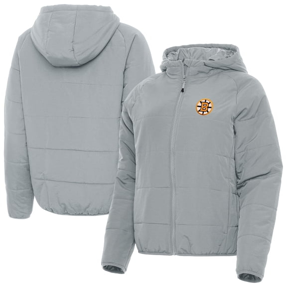 Women's Antigua Gray Boston Bruins Raglan Universe Full-Zip Hooded Jacket