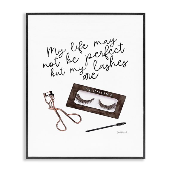 Stupell Industries Art Deco My Lashes Are Perfect Fashion Typography Black Framed Giclee Art, 11 x 14, by Amanda Greenwood