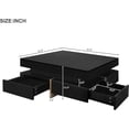 thumbnail image 2 of Modern High Gloss Coffee 4 Drawers, Multi-Storage Square Cocktail Tea Wood Grain Legs, Center Table for Living Room, 31.5"x31.5", 2 of 8