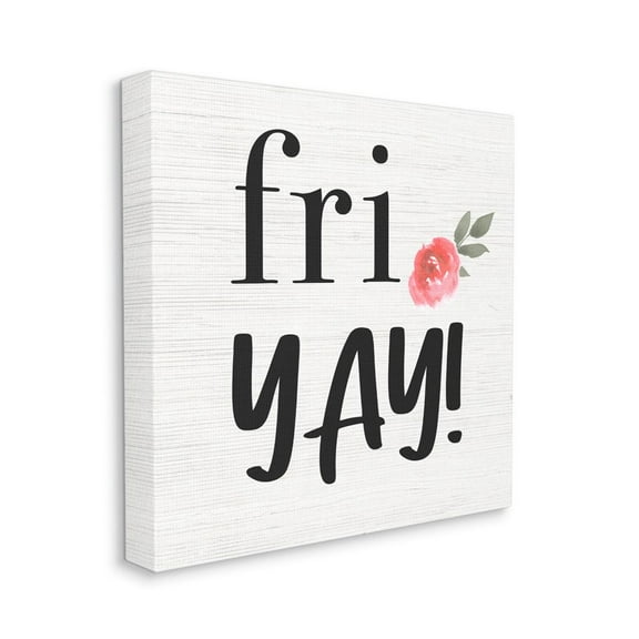 Fri Yay Phrase Day of the Week Friday Typography Gallery-Wrapped Canvas Print Wall Art, 17x17