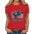 thumbnail image 4 of Vetsdori Women's Short Sleeve T Shirts Patriotic USA Years Anniversary Pullover Red White and Blue Summer 4th of July Casual,Independence Day Crew Neck Shirts for Women Graphic, 4 of 5