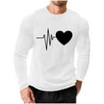 thumbnail image 5 of UVEASISHA Valentines Day Waffle Knit Shirts for Men Long Sleeve Heart Graphic Tees Big and Tall Casual Regular Fit T-Shirts Holiday Gifts White S, 5 of 9