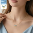 thumbnail image 2 of FindChic 14K Gold Plated Necklace for Women, Love Heart Cubic Zirconia Pendant March Birthstone Bow Necklaces Birthday Mothers Day Jewelry Gifts Her Wife Lady Adults Ideas, 2 of 9