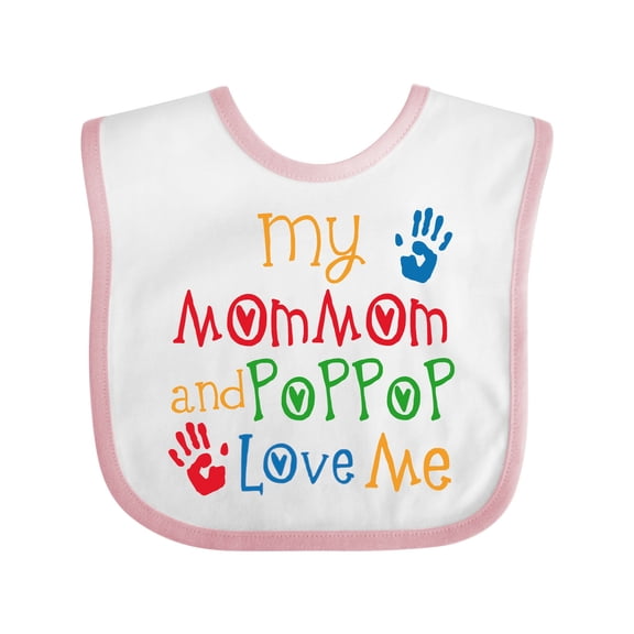 Inktastic Mommom and Poppop Love Me Boys or Girls Baby Bib